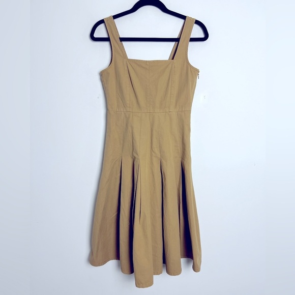 J.Crew Pleated A-Line Chino Dress In Khaki Tan Cotton Preppy Schoolgirl Size 0 - Picture 3 of 12